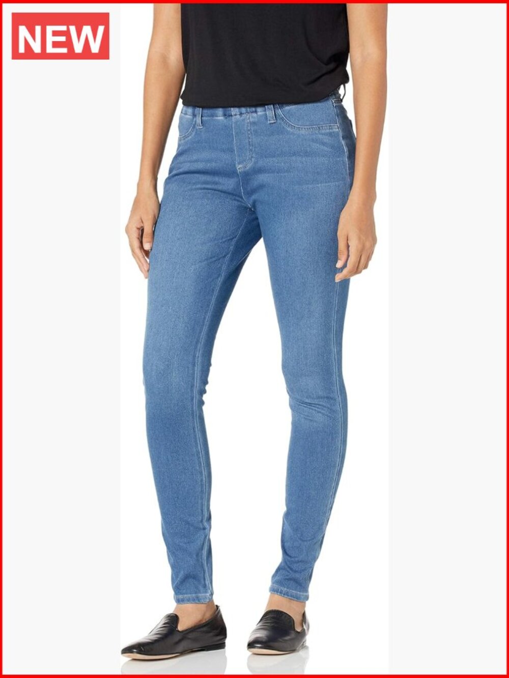Mid Rise Skinny Stretch Knit Jeggings - Pull On